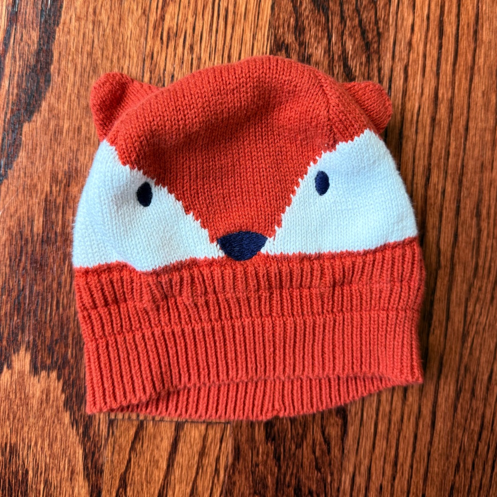 Gymboree Red and White Fox Baby Knit Hat